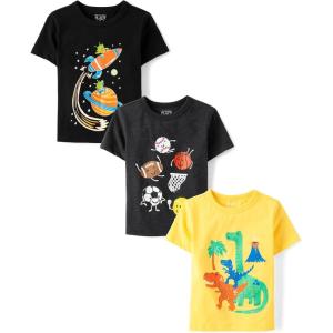 The Children’s Place Baby-Boys and Toddler Dino,Animals,Sharks Short Sleeve Graphic T-Shirts,3 Pack(Space/Sports/Dinos)