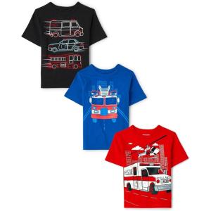 The Children’s Place Baby-Boys and Toddler Sports,Cars,Trucks Short Sleeve Graphic T-Shirts,3 Pack(Firetuck/Ambulance/Trucks)