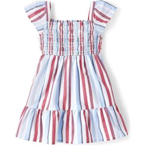 The Children’s Place Baby-Girls and Toddler Short Sleeve Casual Dresses(Red White and Blue Stripe)