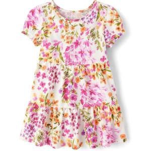 The Children’s Place Baby-Girls and Toddler Tiered Dress, Short Sleeve(Bunnys Tail Floral)