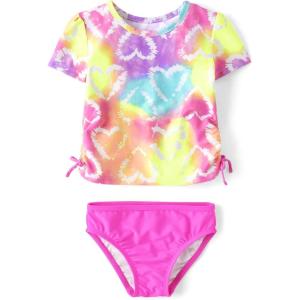 The Children’s Place Boys and Toddler Short Sleeve Rashguard Swimset(Heart Tie Dye)