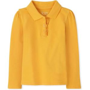 The Children’s Place Girls’ Long Sleeve Ruffle Pique Polo(Yellow Pencil)