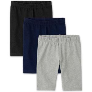 The Children’s Place Girls Solid Bike Shorts(Black/ Tidal/ Heather Grey 3-pack)