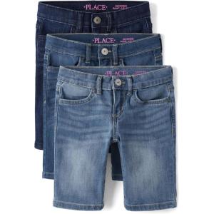 The Children’s Place Girls Twill Skimmer Shorts(Dark Wash 3-pack)