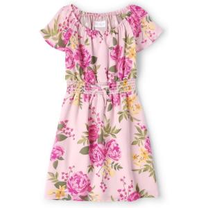 The Children’s Place Girls and Toddler Short Sleeve Fashion Dress(Rose Floral)
