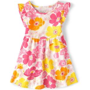 The Children’s Place Girls and Toddler Short Sleeve Fashion Dress(Yellow Floral)