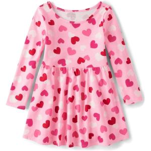 The Children’s Place Girls and Toddler Skater Dress, Long Sleeve(Hearts)