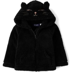 The Children’s Place baby-girls And Toddler Cozy Sherpa Hooded Full Zip Jacket(Black Cat)