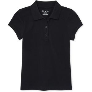 The Children’s Place baby-girls And Toddler Short Sleeve Ruffle Pique Polo(Black)