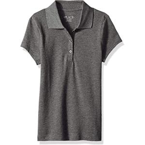 The Children’s Place baby-girls And Toddler Short Sleeve Ruffle Pique Polo(Dark Heather Gray)