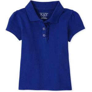 The Children’s Place baby-girls And Toddler Short Sleeve Ruffle Pique Polo(Renew Blue Single)