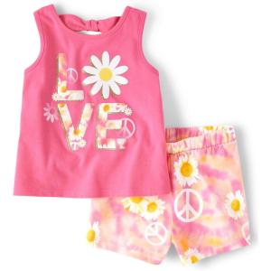 The Children’s Place baby-girls And Toddler Sleeveless Tank Top and Shorts 2-piece Set(Pink Love Set)