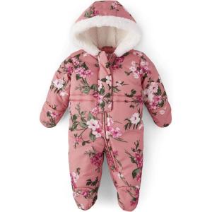 The Children’s Place unisex-baby And Newborn Fleece Hoodie Zip Front Bunting Snowsuit(Pink Floral)