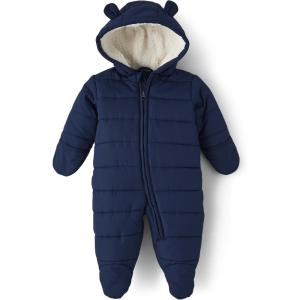 The Children’s Place unisex-baby And Newborn Fleece Hoodie Zip Front Bunting Snowsuit(Tidal)