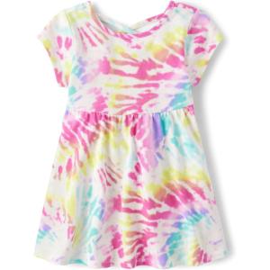 The Children’s Place,and Toddler Girls Short Sleeve Fashion Dress(Pink Tie Dye Swirl)