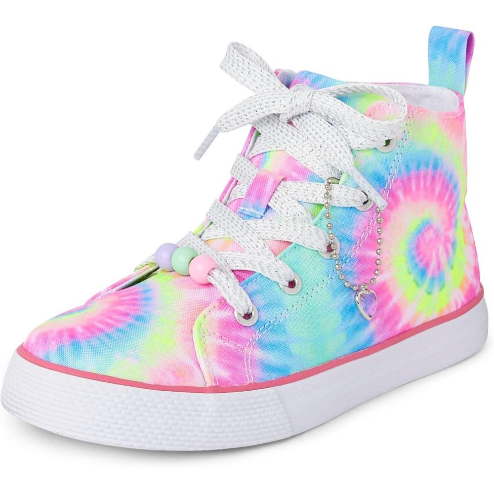 imageThe Childrens Place Girls Girls Casual Lace Up Hi Top SneakersTie Dye Swirl