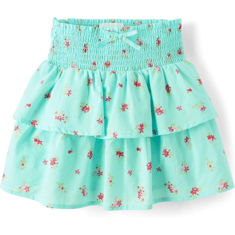 imageThe Childrens Place Girls Pull on Everyday SkirtsMint Tea Floral Tiered