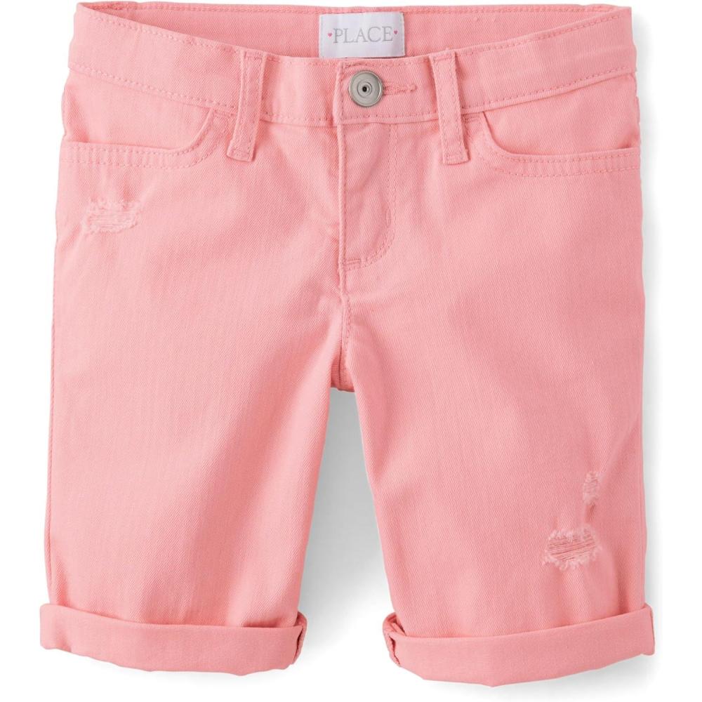 imageThe Childrens Place Girls Solid Skimmer ShortsFuzzy Pink