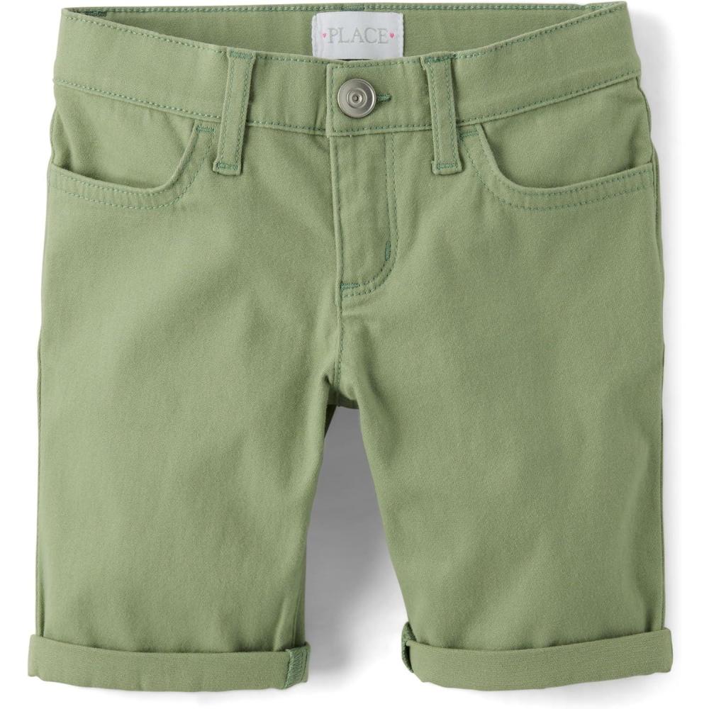 imageThe Childrens Place Girls Solid Skimmer ShortsMisty Glen