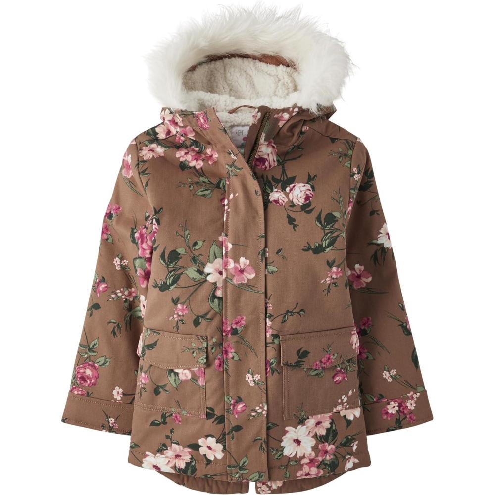 imageThe Childrens Place girls Heavyweight Winter Parka Jacket Waterresitant Sherpa Lined Faux Fur HoodPecan Pie
