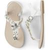 The Children’s Place Girls T-Strap Sandals with Adjustable Ankle Strap(White Flower)