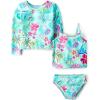 The Children’s Place Baby-Girls and Toddler Long Sleeve Rashguard and Tankini Swimsuit, 3 Piece Set(Cosmos)
