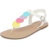 The Children’s Place Girls T-Strap Sandals with Adjustable Ankle Strap(White Multi Hearts)
