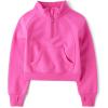 The Children’s Place girls Long Sleeve Fleece Quarter Zip Pullover(Pink Summer)
