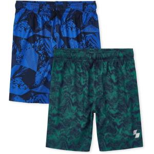 The Children’s Place Boys Performance Basketball Shorts(Tidal/Teal Wave Print)
