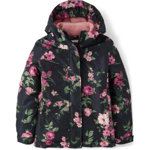 The Children’s Place Girls Heavy 3 in 1 Winter Jacket, Wind-resistant Water-resistant Shell, Fleece Inner(Black Floral)
