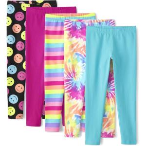 The Children’s Place Girls Printed Leggings 2-Pack(Pink/Stripes/Tie Dye/Blue 5-pack)