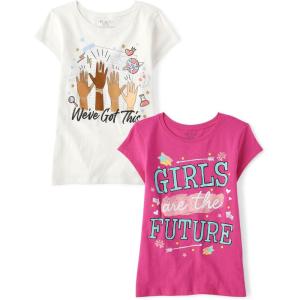 The Children’s Place Girls School Days Short Sleeve Graphic T-Shirts,multipacks(Art Princess/Rainbow Star)
