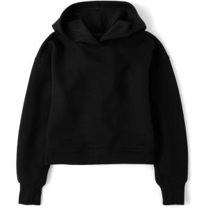 The Children’s Place girls Active Long Sleeve Hooded Sweatshirt(Black)