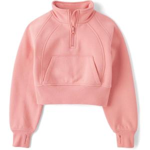 The Children’s Place girls Long Sleeve Fleece Quarter Zip Pullover(Pink Kiss)