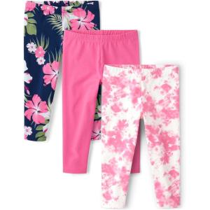 The Children’s Place,Girls,Assorted Everyday Capri Leggings(Pink Palms 3-pack)