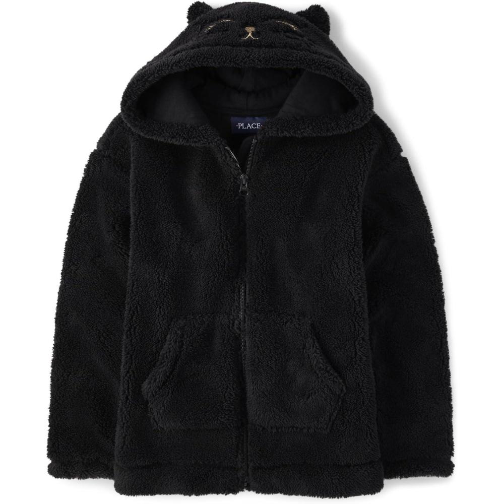 imageThe Childrens Place Girls Sherpa Hooded Coat Winter and Fall Outerwear JacketCat