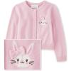 The Children’s Place Baby Girls’ and Toddler Long Sleeve Knit Button Front Cardigan(Pink Bunny)