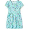 The Children’s Place Girls’ Plaid Stretch Jacquard Short Sleeve Dress(Light Blue Doodle Pocket)