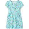 The Children’s Place Girls’ Plaid Stretch Jacquard Short Sleeve Dress(Light Blue Doodle Pocket)