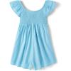 The Children’s Place girls Smocked Skirt With Shorts, Romper(Bubble Blue)