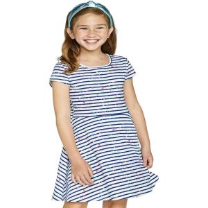 The Children’s Place Girls’ Plaid Stretch Jacquard Short Sleeve Dress(Mazarine Blue)