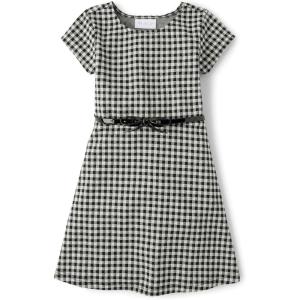 The Children’s Place Girls’ Short Sleeve Dressy Dresses(Black Plaid)