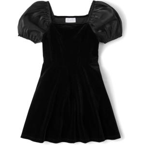 The Children’s Place Girls’ Short Sleeve Dressy Dresses(Black Velour)