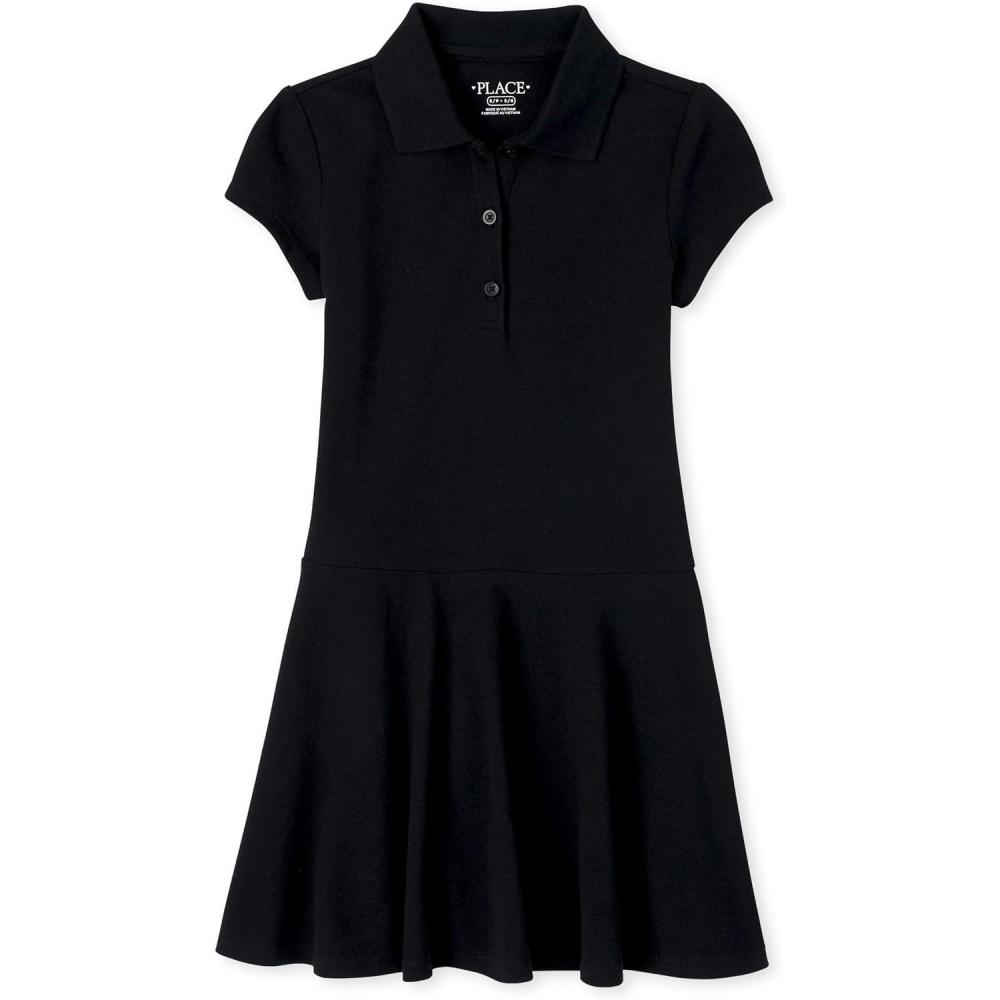 imageThe ChildrenS Place Girls Short Sleeve Picque Polo DressBlack