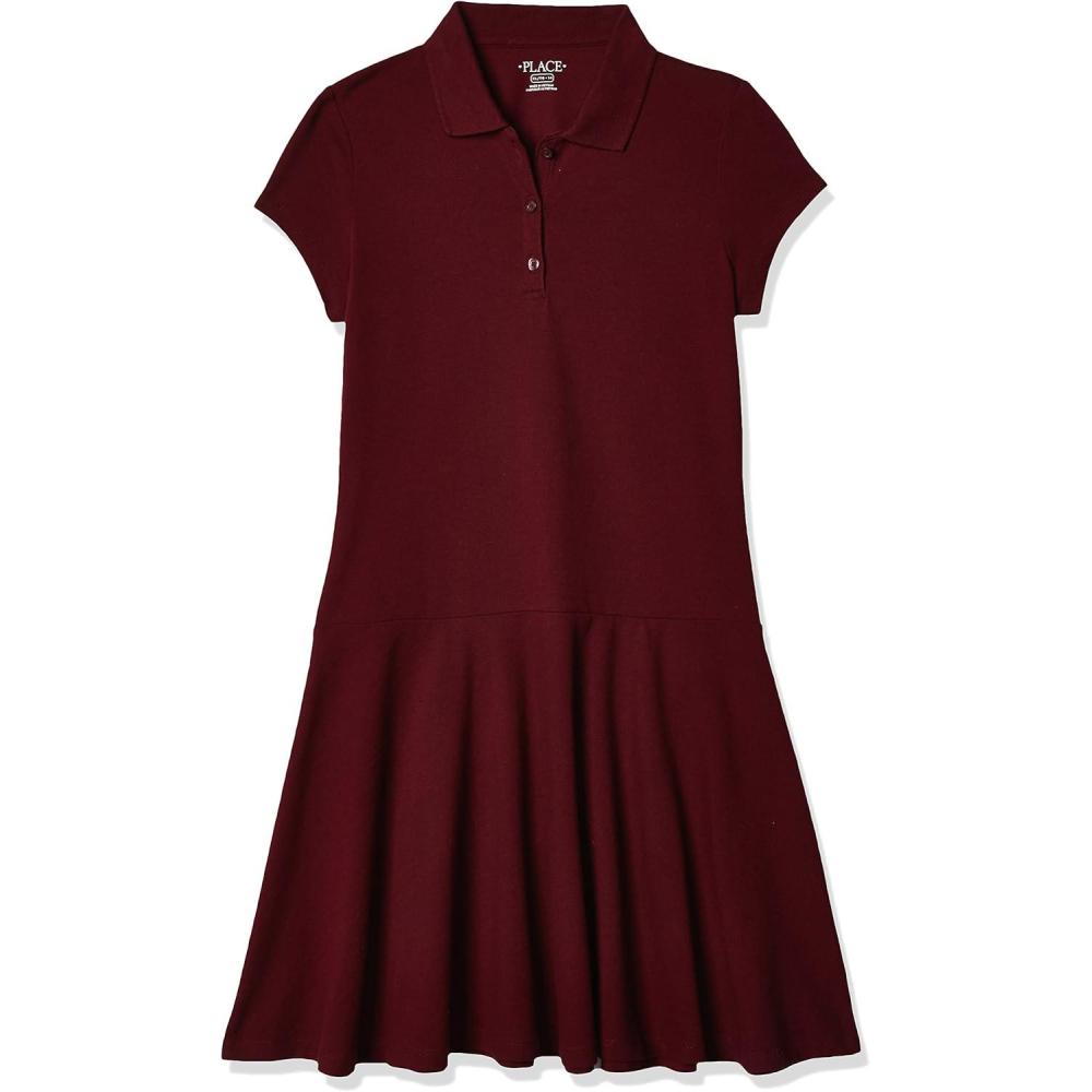 imageThe ChildrenS Place Girls Short Sleeve Picque Polo DressDark Red