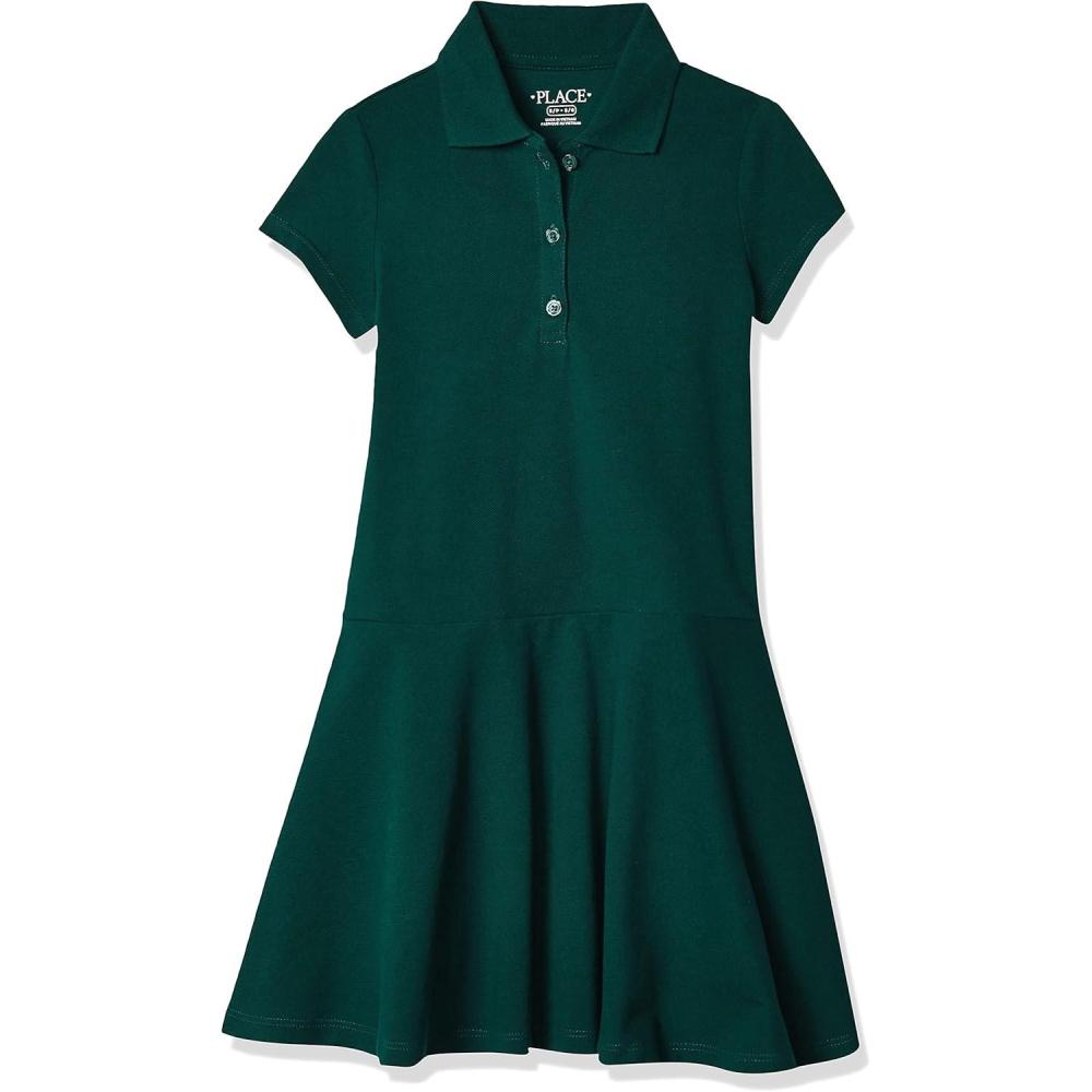 imageThe ChildrenS Place Girls Short Sleeve Picque Polo DressForest