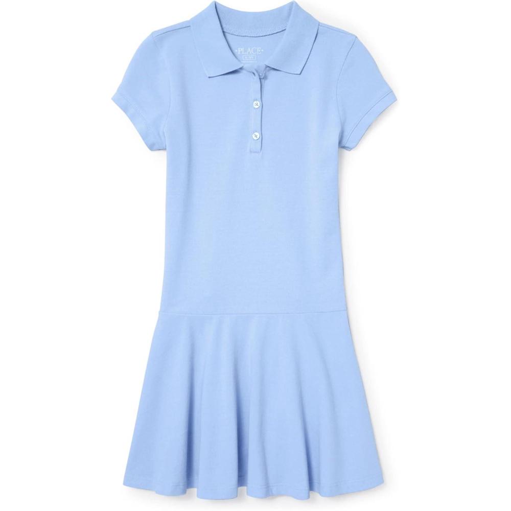 imageThe ChildrenS Place Girls Short Sleeve Picque Polo DressSkyblue