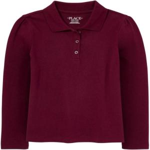 The Children’s Place Girls’ Long Sleeve Pique Polo(Rubine Single)