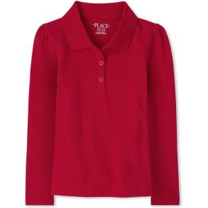 The Children’s Place Girls’ Long Sleeve Pique Polo(Ruby Single)