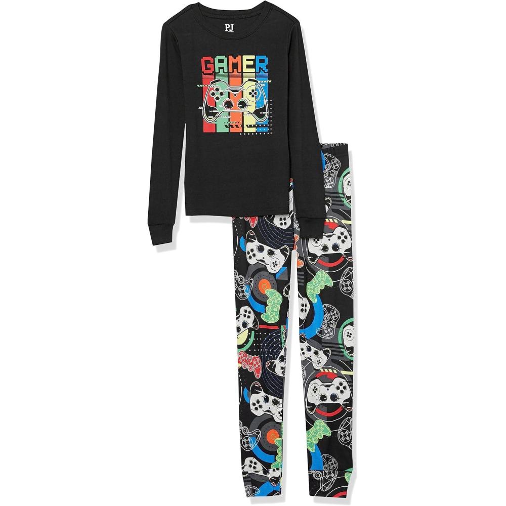 imageThe Childrens Place boys 100 Cotton Long Sleeve Top and Pants2 Piece Pajama SetGamer Glow